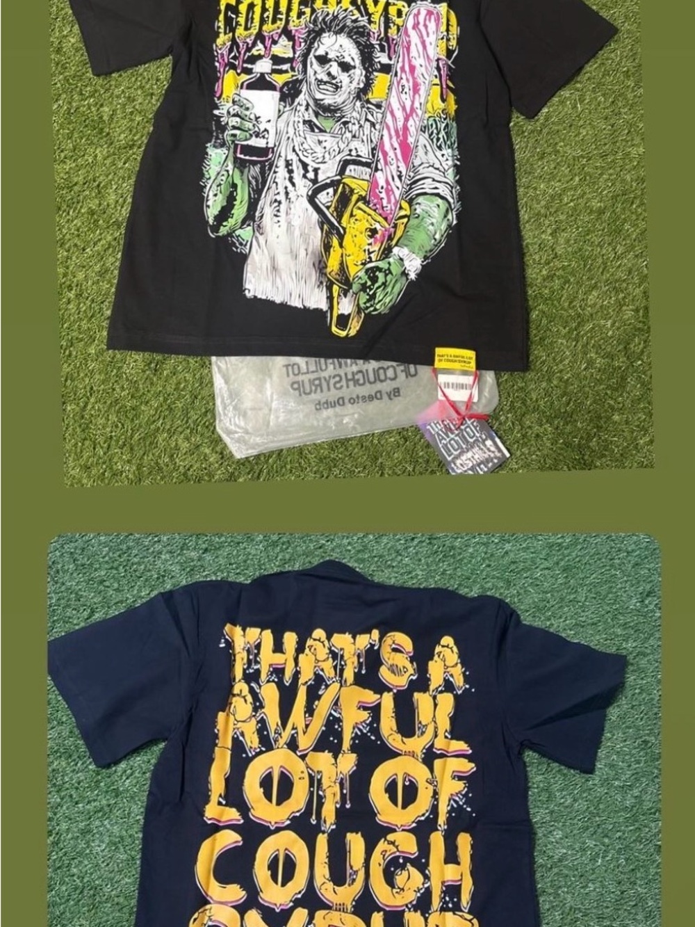 Kids Black Graphic Tee with Yellow & Pink Horror Print